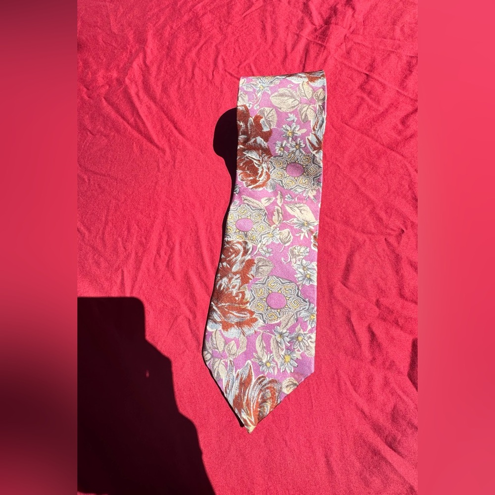 Oscar de la Renta Floral Pink and Brown Tie